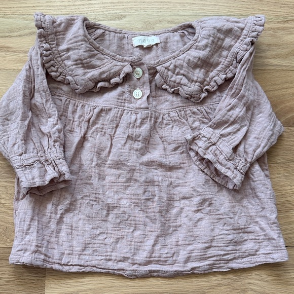 Mabo Other - Mabo 3/4 Sleeve Ruffle Peter Pan Collar Top dusty pink girls size 2/3 years